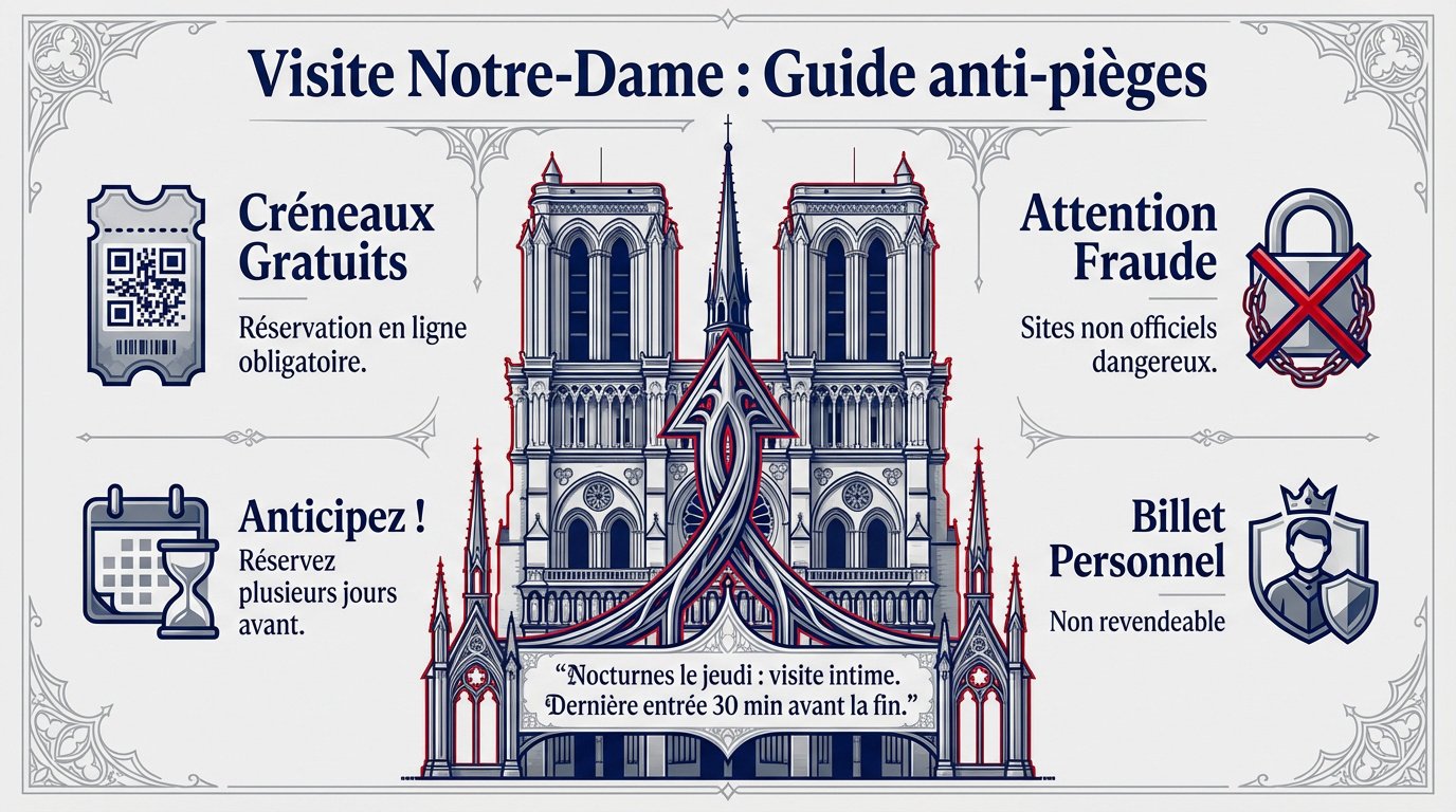 Façade de Notre-Dame de Paris prête pour les visites guidées