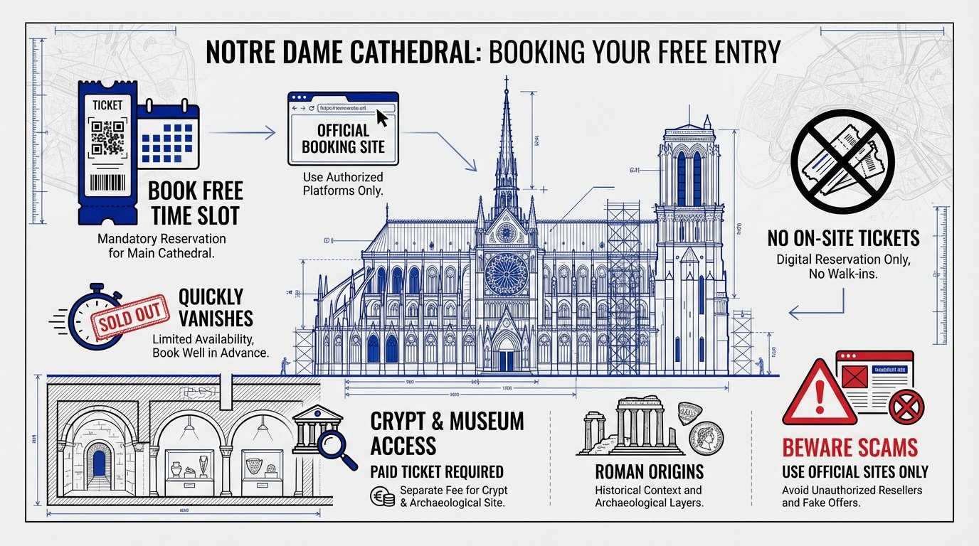 View of Notre Dame Cathedral facade and the Parvis in Paris